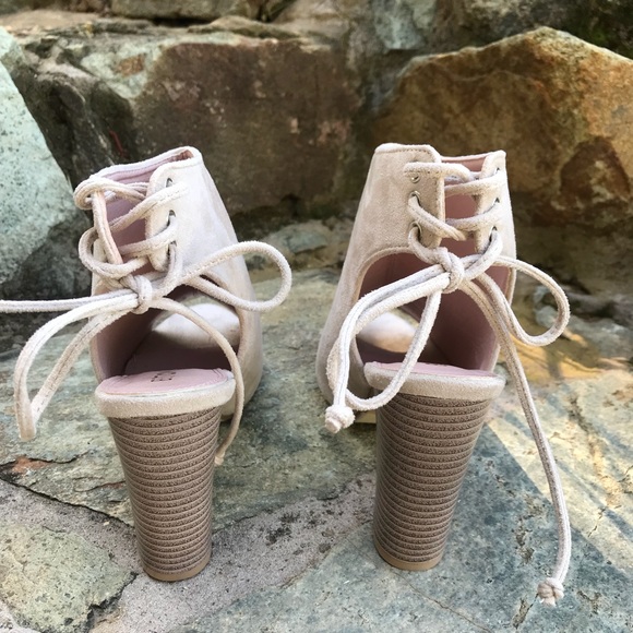 Open Toe Lace Up Booties - Picture 2 of 2